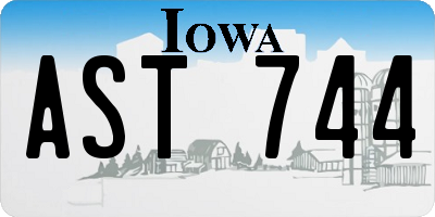 IA license plate AST744