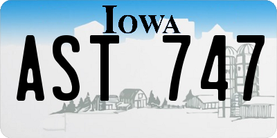 IA license plate AST747