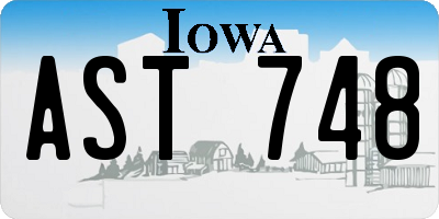 IA license plate AST748