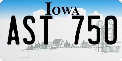 IA license plate AST750