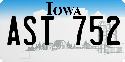 IA license plate AST752