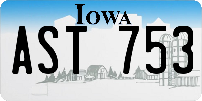 IA license plate AST753