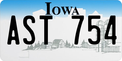 IA license plate AST754