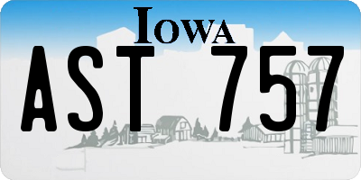 IA license plate AST757