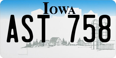 IA license plate AST758