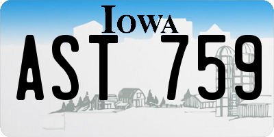 IA license plate AST759