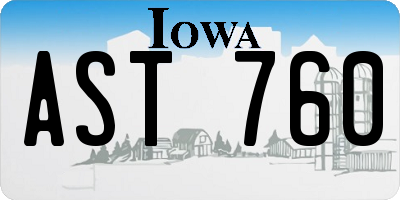 IA license plate AST760