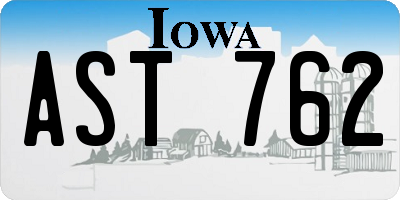 IA license plate AST762