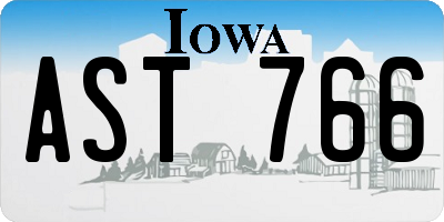 IA license plate AST766