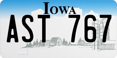IA license plate AST767