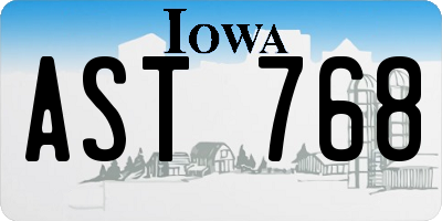 IA license plate AST768