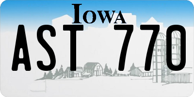 IA license plate AST770