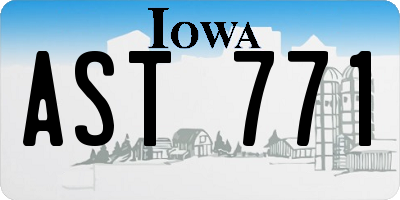 IA license plate AST771