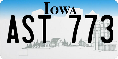 IA license plate AST773