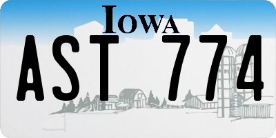 IA license plate AST774