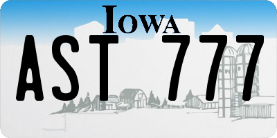 IA license plate AST777