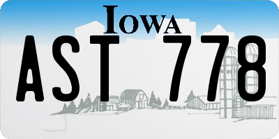 IA license plate AST778