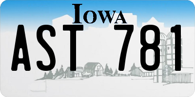 IA license plate AST781