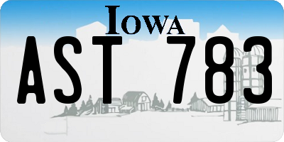 IA license plate AST783