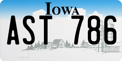 IA license plate AST786