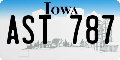 IA license plate AST787