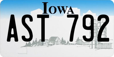 IA license plate AST792