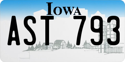 IA license plate AST793