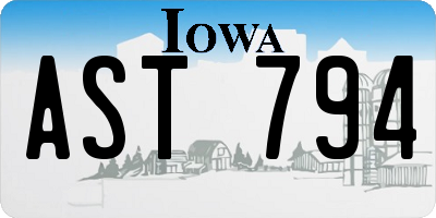 IA license plate AST794