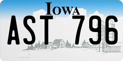 IA license plate AST796