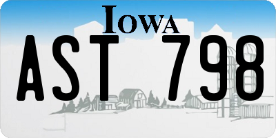 IA license plate AST798