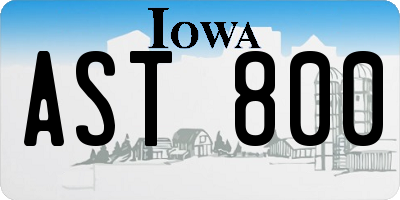 IA license plate AST800