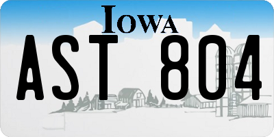 IA license plate AST804