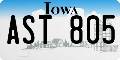 IA license plate AST805