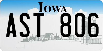 IA license plate AST806