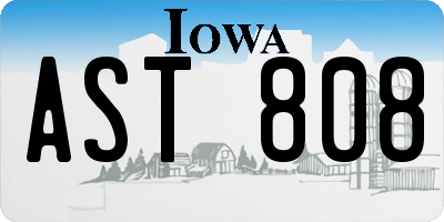 IA license plate AST808