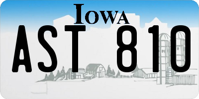 IA license plate AST810