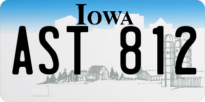 IA license plate AST812