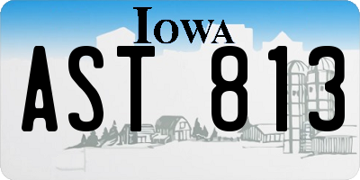 IA license plate AST813