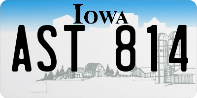 IA license plate AST814