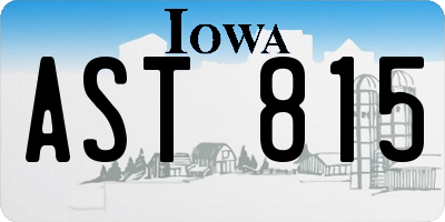 IA license plate AST815