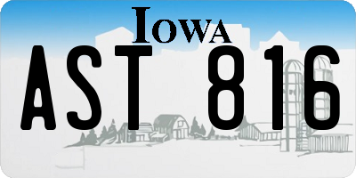 IA license plate AST816