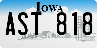 IA license plate AST818