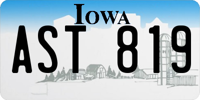IA license plate AST819