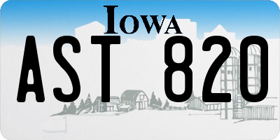 IA license plate AST820