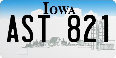 IA license plate AST821