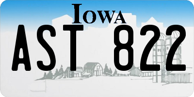 IA license plate AST822