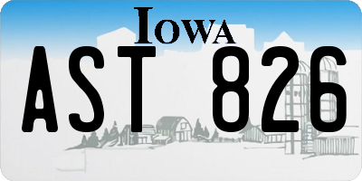 IA license plate AST826