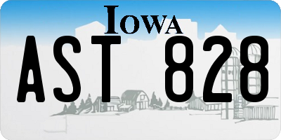 IA license plate AST828
