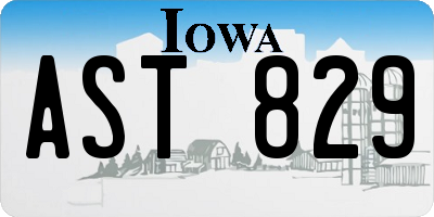 IA license plate AST829