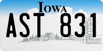 IA license plate AST831